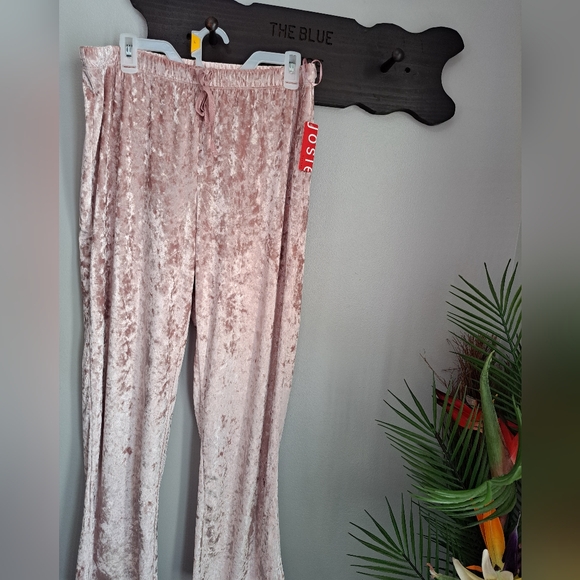 Josie Natori Crushed Pink Velvet PJ Bottoms Size Large  NWT - Picture 2 of 8